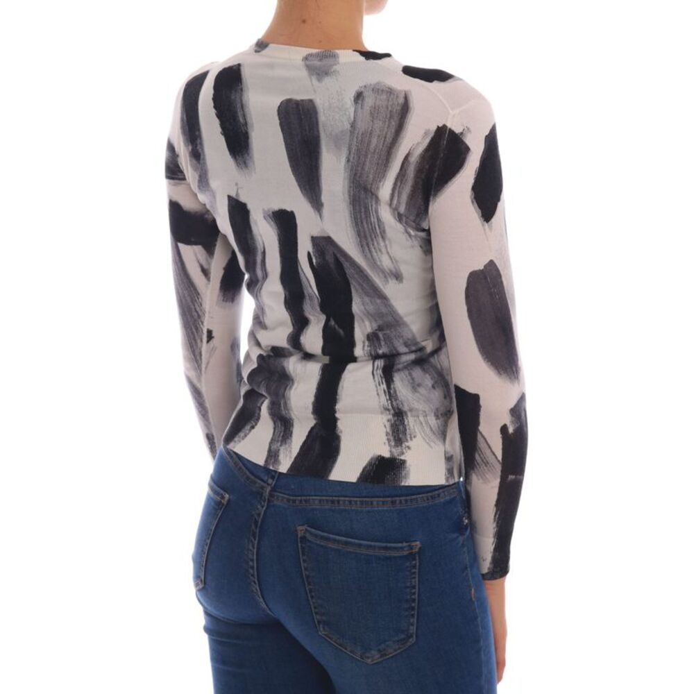 Dolce & Gabbana Cardigan Lightweight Silk Paint Stroke Women's Sweater